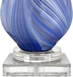 Possini Euro Design Taylor Modern Coastal Table Lamp with Square Riser 30.5" Tall Blue Art Glass White Fabric Shade for Living Room Bedroom House Bedside Nightstand Home Office (Color May Vary)