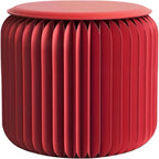 NOONTIDE Folding Stool - 12Inch Home Furniture 660lb Load Capacity Foldable Paper Stool - Eco-Friendly Kraft Paper Honeycomb Design,Foldable to 1.2",Brown Modern Minimalist Stool for Living Room(Red)