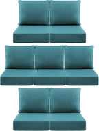Luxury 6" Outdoor Cushions for Patio Furniture, 24x24x6" Thick Seat Cushion Set of 7, Fade Resistant Couch Chair Replacement Cushions High Density Deep Wicker Chair Cushion w/ Removable Cover, Green