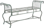 SAFAVIEH Outdoor Collection Brielle Victorian Scroll Antique Dark Green Wrought Iron Bench
