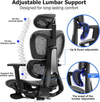 PatioMage Ergonomic Office Chair, Big and Tall Desk Chair with Adjustable Lumbar Support & Seat Depth, High Back Computer Chair, Swivel Mesh Chairs with Wheels for Home Office, Darkgrey
