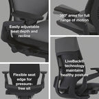 Steelcase Gesture Office Chair - Ergonomic Work Chair with Wheels for Carpet - Comfortable - Intuitive-to-Adjust for Desk - 360-Degree Arms - Blue Jay Fabric