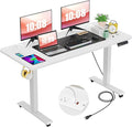 farexon 55 x 24 inch Standing Desk Electric Adjustable Height with Charging Station, USB Outlets, Stand up Desk with Ergonomic Workstation, 4 Preset Heights Easy to Set(White)