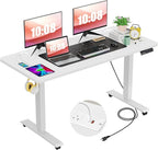 farexon 55 x 24 inch Standing Desk Electric Adjustable Height with Charging Station, USB Outlets, Stand up Desk with Ergonomic Workstation, 4 Preset Heights Easy to Set(White)