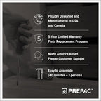 Prepac Simply Modern Nightstand Bedside Table, Black Nightstand for Bedroom, End Table with 2 Drawers and Open Shelf 23.75" W x 26.75" H x 16" D