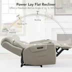 Watson & Whitely Oversized Genuine Leather Power Recliner Chairs for Big and Tall, Extra Wide Lay Flat Recliner with Power Headrest & Cup Holders, Electric Reclining Sofa for Living Room, Grey