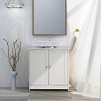 Bonnlo Pedestal Sink Storage Cabinet with 2 Doors Traditional Under Sink Cabinet Bathroom Space Saver Organizer with Adjustable Shelf White 23 5/8" W x 11 7/16" D x 23 5/8" H