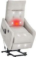 PELUMY Manual Lift Recliner Chair with Massage and Heat for Elderly, Single Motor Electric Lift Chair, Heavy Duty Recliner with USB Charging & Side Pockets (Chenille, Beige)