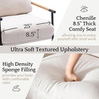 LukeAlon Mid Century Chenille Accent Chairs Set of 2, Ultra Soft Living Room Chairs with Metal Legs Modern Armchair Lounge Chairs Upholstered Comfy Leisure Chair for Bedroom Reception Area, Beige