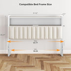 VINGLI Queen Size Headboard Only, Adjustable Upholstered Headboard with 2 Tier Shelves and Pegboard with Charging Stations and LED Lights, Modern Bed Headboard with Storage for Bedroom Decor