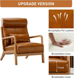 ANJHOME Mid Century Modern Accent Chair with High Back, Single Lounge Armchair with Solid Wood Frame, Comfy Reading Chair for Living Room, Easy Assembly