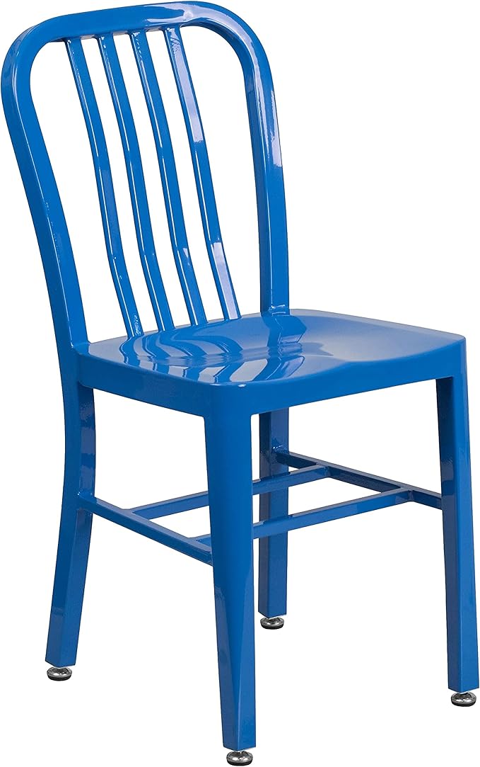 Flash Furniture Commercial Grade Blue Metal Indoor-Outdoor Chair