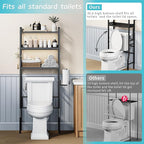 Over The Toilet Storage, 3-Tier Metal Over Toilet Bathroom Organizer Shelf with Adjustable Shelf with Toilet Paper Holder & Hooks Black