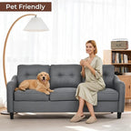 3 Piece 6-Seater Living Room Sofa Set, Modern Upholstered 3-Seater Sofa, Loveseat & Armchair, Handmade Nailhead Trim, Ergonomic Deep-Seat Couch for Living Room (Gray, Rolled Arm)