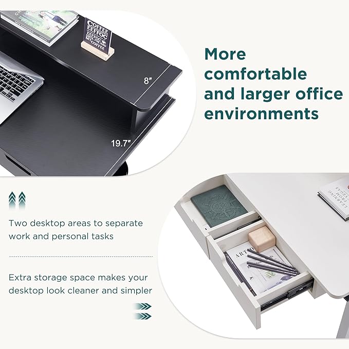 RedLemon 75X60 Inches L Shaped Electric Standing Desk, Height Adjustable Corner Gaming Desk with Drawers, Power Outlets & LED Lights, Computer Desk with Monitor Shelf, Carbon Fiber Black