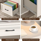 Vabches Farmhouse Executive Desk with Storage and Ample File Drawer, Rustic Large Home Writing Desk for Bedroom, Pure White