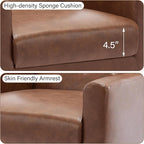 Accent Chair, Mid-Century Modern PU Leather Chairs with Arms for Living Room, Comfy Upholstered Club Single Sofa Armchair for Bedroom Waiting Room with Solid Wood Frame（Leather Coffee, Set of 2)