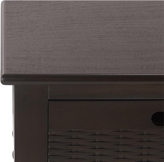 SAFAVIEH Home Collection - Landers Dark Chocolate Console Table with 3 Basket Drawers and 1 Shelf, Farmhouse Accent Entryway Table (CNS5711F)