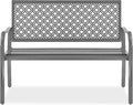 Best Choice Products Outdoor Bench 2-Person Metal Steel Benches Furniture for Garden, Patio, Porch, Entryway w/Geometric Backrest, 790lb Capacity – Gray