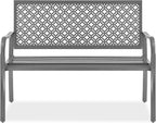 Best Choice Products Outdoor Bench 2-Person Metal Steel Benches Furniture for Garden, Patio, Porch, Entryway w/Geometric Backrest, 790lb Capacity – Gray