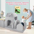 12 Pcs Modular Kids Play Couch, Toddler Couches That Fold Out, Plush Foam Chair for Children’s Playroom, Velvet Fabric Convertible Foam and Floor Cushion for Boys and Girls (Gray,07)