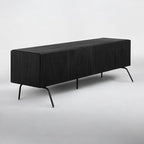 NTC Veil TV Stand with 4 Doors for TVs up to 75’’, Media Console with Vertical Groove Design and Metal Legs, Modern Entertainment Center for Living Room and Bedroom, Effortless Assembly, Burnt Black