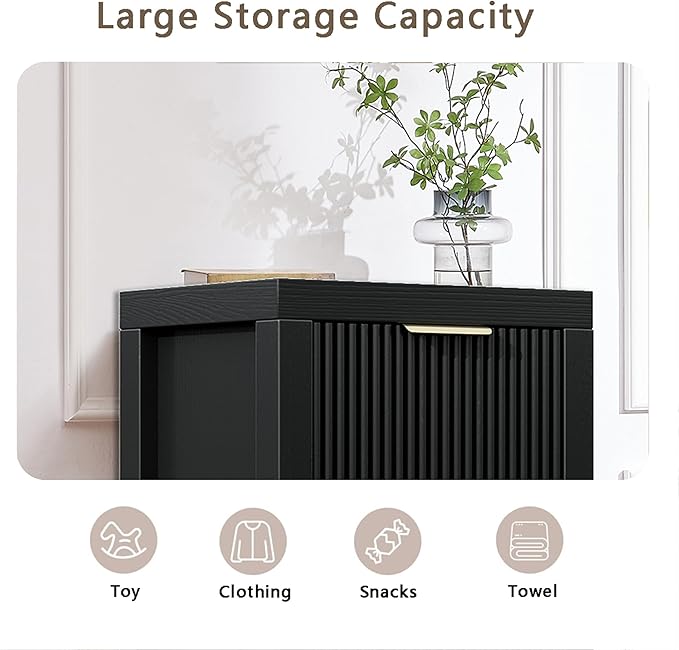 Modern Solid Wood Chest of Drawers, Multifunctional Large-Capacity Storage Drawer Cabinet, Dresser Organizer with Metal Handle, for Hallway, Entryway, Black X2