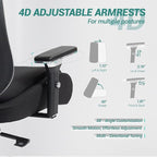 Big and Tall Executive Office Chair, Ergonomic Comfy Mesh Desk Chair with 4D Arms & Extra Wide Seat, Adjustable Headrest & Lumbar Support, 750LBS Capacity, Black&Grey
