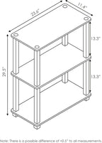 Furinno TURN-S-TUBE Storage Shelves, 3-Tier Book Shelf, Corner Shelf, Toolless Open Shelves, for Organization and Storage, Living Room, Garage, Home Office, Pink