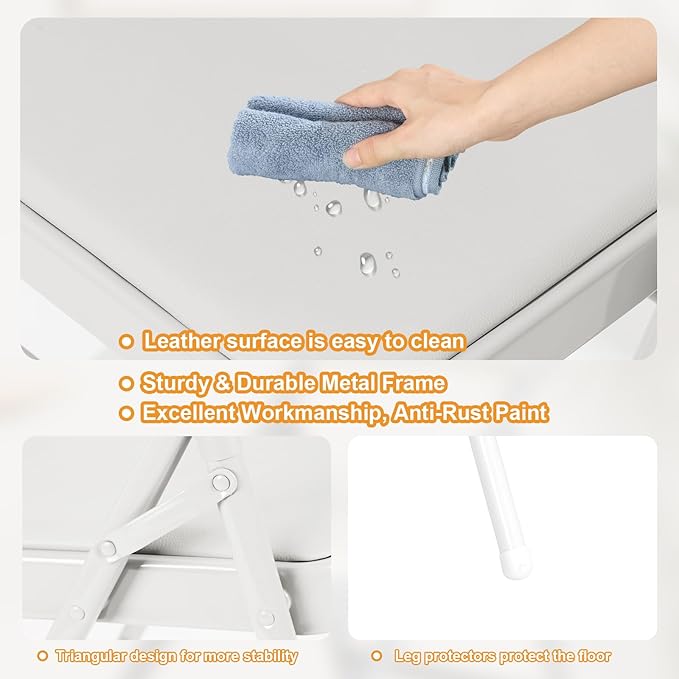 4 Pack White Folding Chairs with Padded Cushion for Outside, Portable Stackable Commercial Metal Foldable Chairs with Steel Frame for Home Events Office Wedding Party, 350lbs Capacity