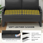 Faux Leather Loveseat Couch for Living Room Bedroom Office, Small Sofa 2 Seater Couch with Flip Up Tray Table Side Pockets Leather Loveseats, Black
