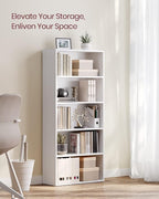 VASAGLE CUSTOS Collection - Bookshelf, 5-Tier Bookcase, Book Shelf, Open Storage Shelf, 9.4 x 23.6 x 52.8 Inches, for Living Room, Home Office, Dinning Room, Cloud White ULBC165T14