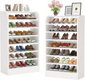 Tribesigns Shoe Rack for Entryway, 8-Tier Tall Shoe Shelf Shoes Storage Organizer, Wooden Shoe Storage Cabinet Shoe Stand for Closet, Hallway, Living Room, 2 Pcs, White