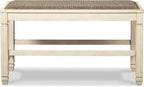 Signature Design by Ashley Bolanburg Double Upholstered Bench, Counter Height, Whitewash