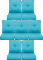 7-Piece Outdoor Patio Cushion Set - Fade & Water Resistant with Removable Olefin Cover, 22x24x4 Inch Memory Foam Cushions for Wicker Sectional Sof - Teal/Buckle