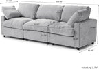 WJShome Cloud Sectional Couches for Living Room,100.5" Convertible Love Seat, 3 Seater Modular Sectional Sofa,Deep Seater Furniture Sets,Gray