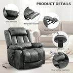 EDILLY Extra Large Power Lift Recliner Chairs for Elderly,Infinite Position Lay Flat Dual Motor Recliners Chair,with Heating and Massage, Breathable Leather,USB Ports and Remote Control(Silver Gray)