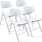 4 Pack Folding Chair, 700 lb Weight Capacity,Indoor/Outdoor Heavy Duty Foldable Chairs for Restaurants, Kitchens, Picnics, Races, Parties & Weddings. (4, White)