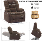 EONIX Dual Motor Lay Flat Power Lift Recliner Chair for Elderly and Adults with Cup Holders and Charging Ports, 400lbs Electric Power Recliner Lift Chair with Heat and Massage, Coffee, Brown