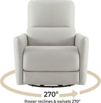 CHITA Power Recliner Chair Swivel Glider, FSC Certified Upholstered Faux Leather Living Room Nursery Reclining Sofa Chair with Lumbar Support, Cream