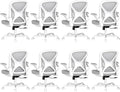 ZZH Ergonomic Office Chair Set of 8 with Adjustable Lumbar Support, Mesh Home Office Desk Chair with Wheels and Flip-up Arms, Grey