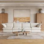 JACH Modular Sectional Couches for Living Room, Deep 4 Seats 162" Sectional Sofa, Cushion Covers Removable, Two Corners and Two Middle, Sofas Furniture for Living Room, Beige