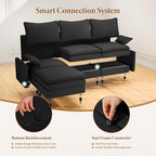 Vesgantti 108" V-Shaped Corner Couch Sectional, 7 Seat Customizable Modular Cloud Couches with Movable Ottoman, Chenille Deep Seat Sofa Set with Chaise for Living Room, Bedroom and Apartment, Black