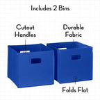 RiverRidge Kids Bookrack with Three Cubbies and 2 Blue Bins
