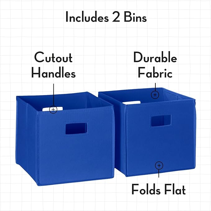 RiverRidge Kids Bookrack with Three Cubbies and 2 Blue Bins