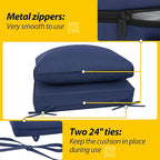 AAAAAcessories Outdoor Deep Seat Cushions, Waterproof, Fade-Resistant Patio Furniture Replacement Cushions, 25.5" x 25.5" x 5" + 25.5" x 13.5", Set of 4, Navy Blue