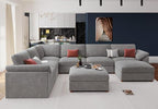 EASE MOOSE Sectional Modular Sofa, Oversized U Shape Sectional Couch Wide Deep seat Sectional Sofa,FSC Certified Comfortable Chenille White Modular Sofa,Detachable and Washable