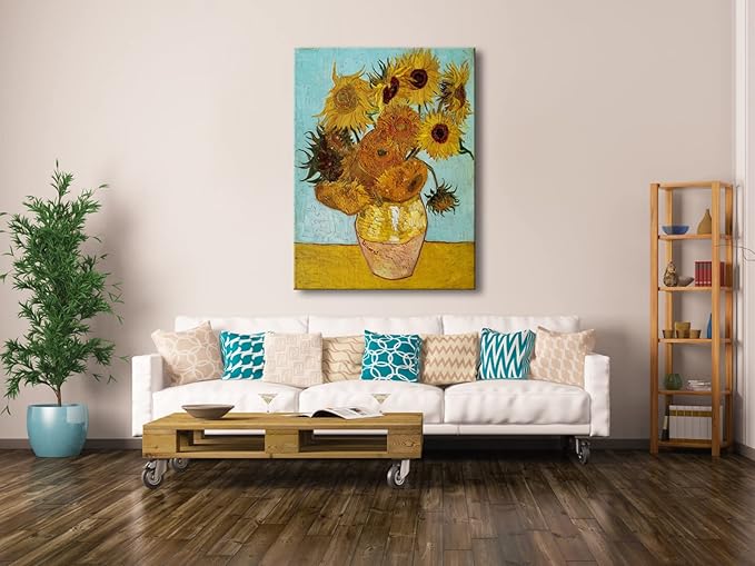 Wieco Art Large Canvas Wall Art Sunflower by Vincent Van Gogh Oil Paintings Reproduction Abstract Wall Decorations for Living Room Home Office Decorations