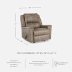 Signature Design by Ashley Skymaker Modern Faux Leather Manual Rocker Recliner with Track Arms, Light Brown
