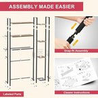 Over Toilet Bathroom Organizer, 7-Tier Study Metal Toilet Storage Shelf for Toilet Paper, Towels, Toiletries, Easy Assembly, Freestanding, Perfect for Small Space, Apartment, Dorm, Powder Room